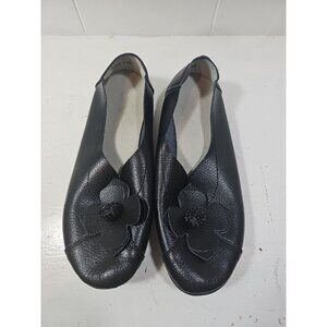 Womens Loafer Flat Shoes Black Leather Slip On Flower Round Toe  EUR 43 See Desc